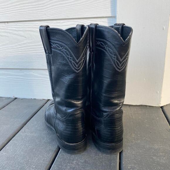 Vintage black leather cowboy boots - Picture 3 of 6